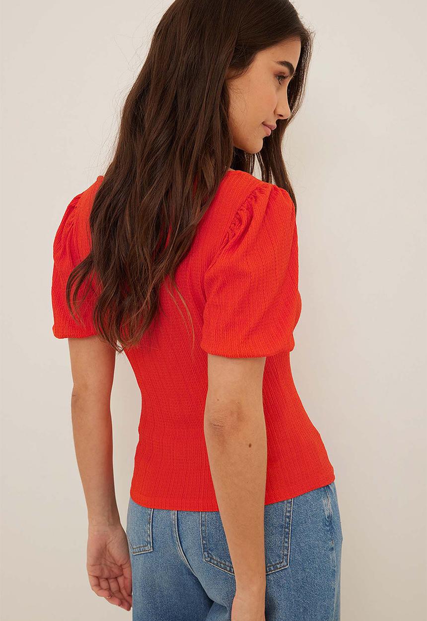 NA-KD - Heart neckline top - spicy red