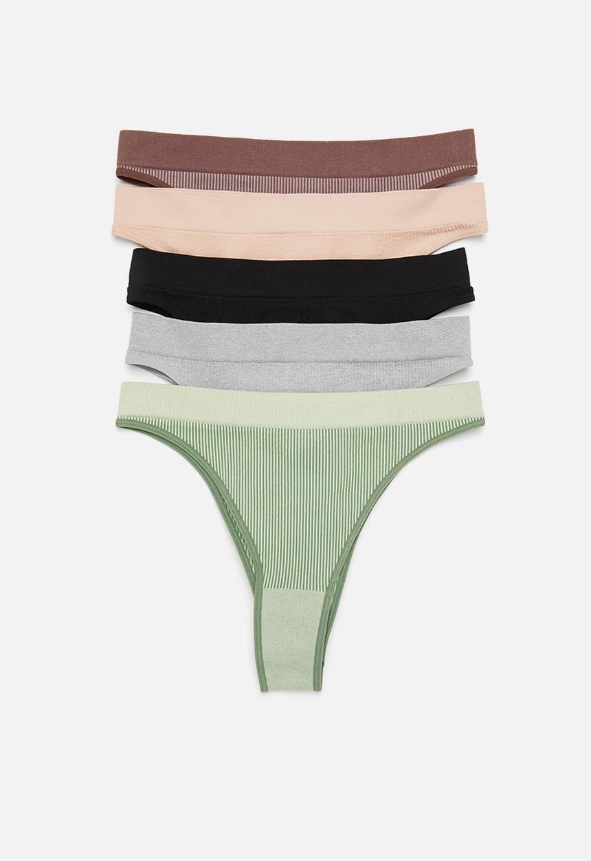 Cotton On - Seamless high cut brasiliano brief 5 pack - multi