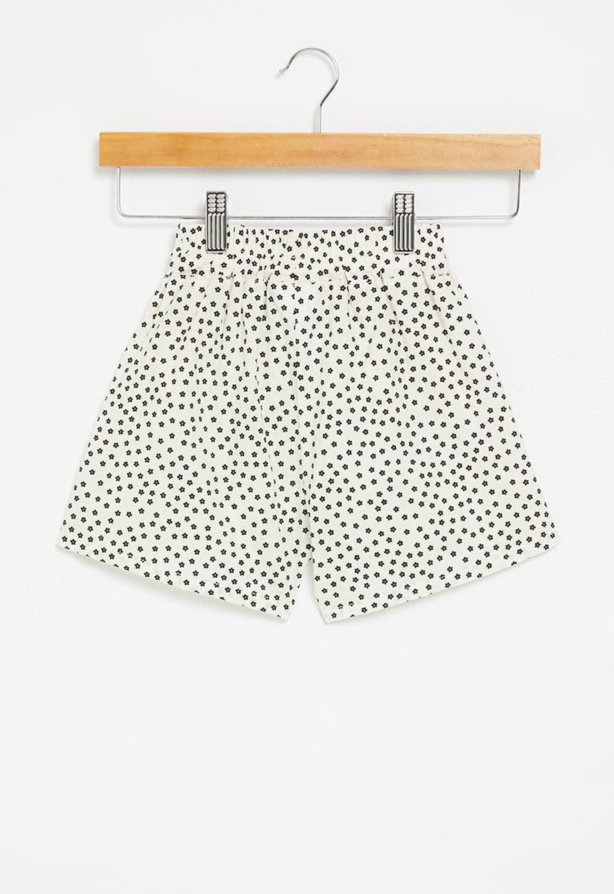 Pop Candy - Shorts with flowers - white & black 