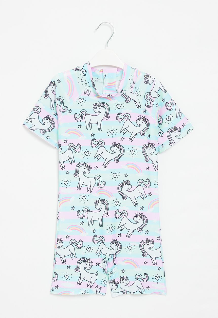 Pop Candy - Girls unicorn short sleeve swimsuit - multi
