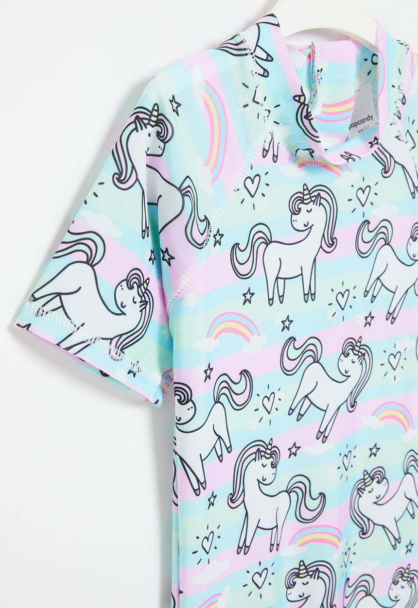 Pop Candy - Girls unicorn short sleeve swimsuit - multi