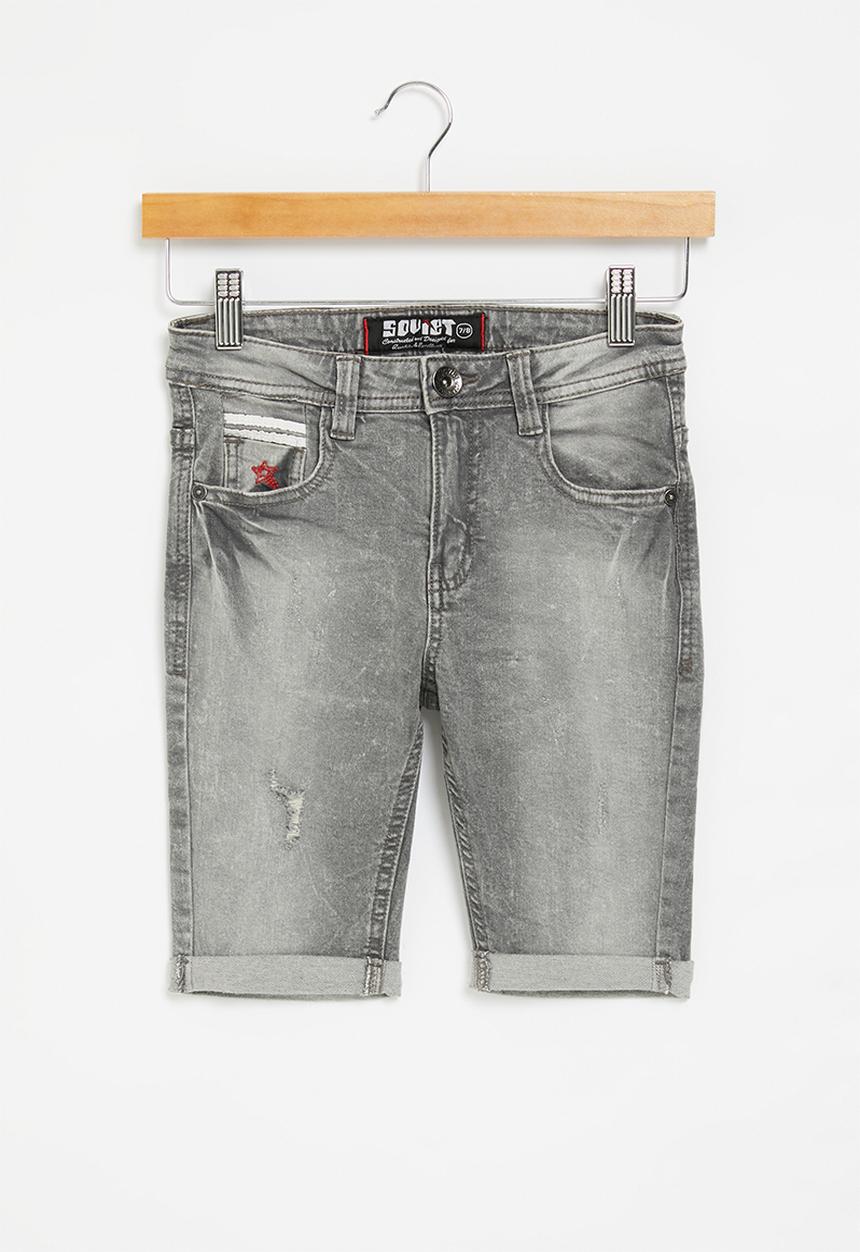 SOVIET - B major boys denim short - grey marble