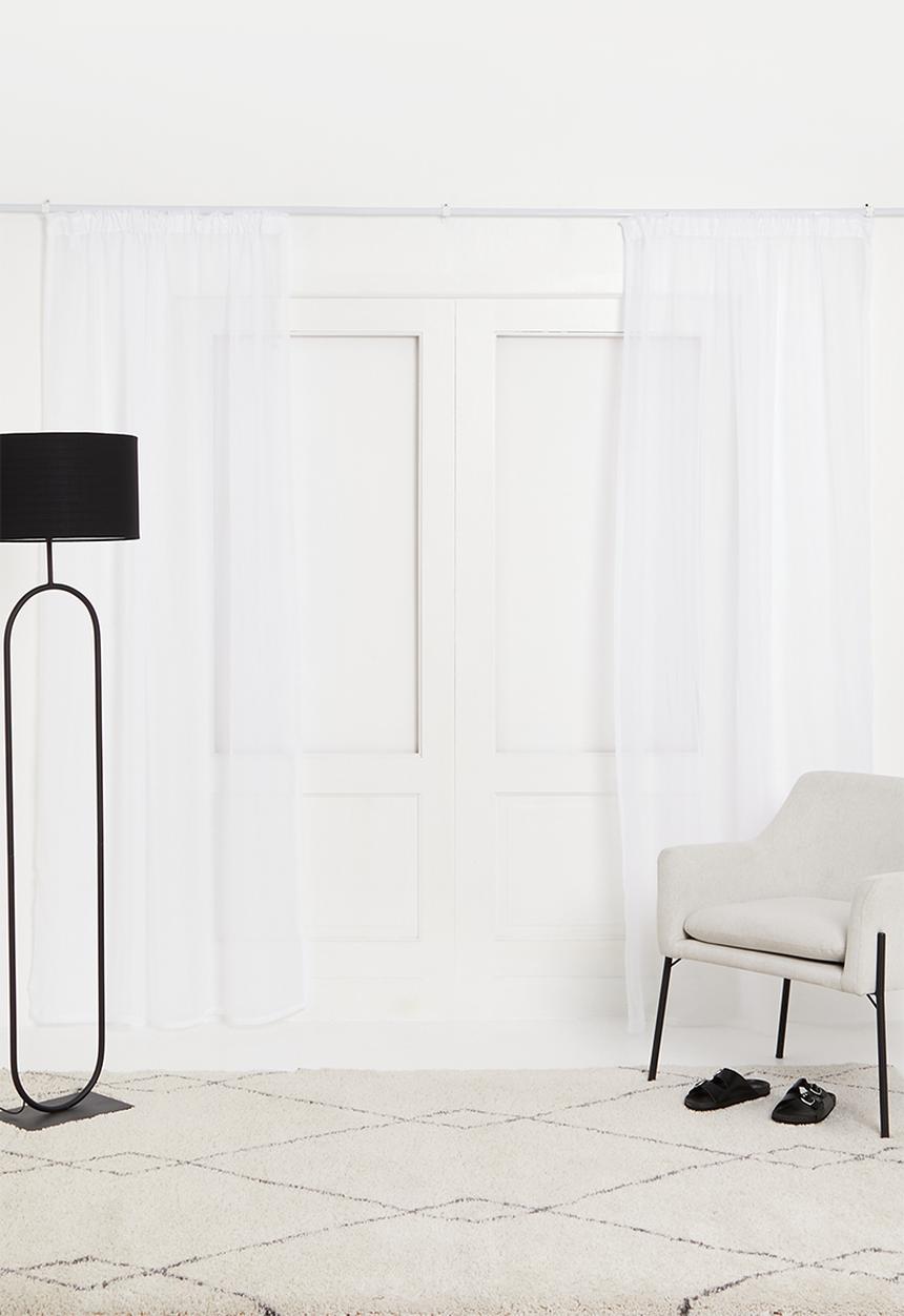 Design Collection - Crushed voile taped curtain set of 2 - white