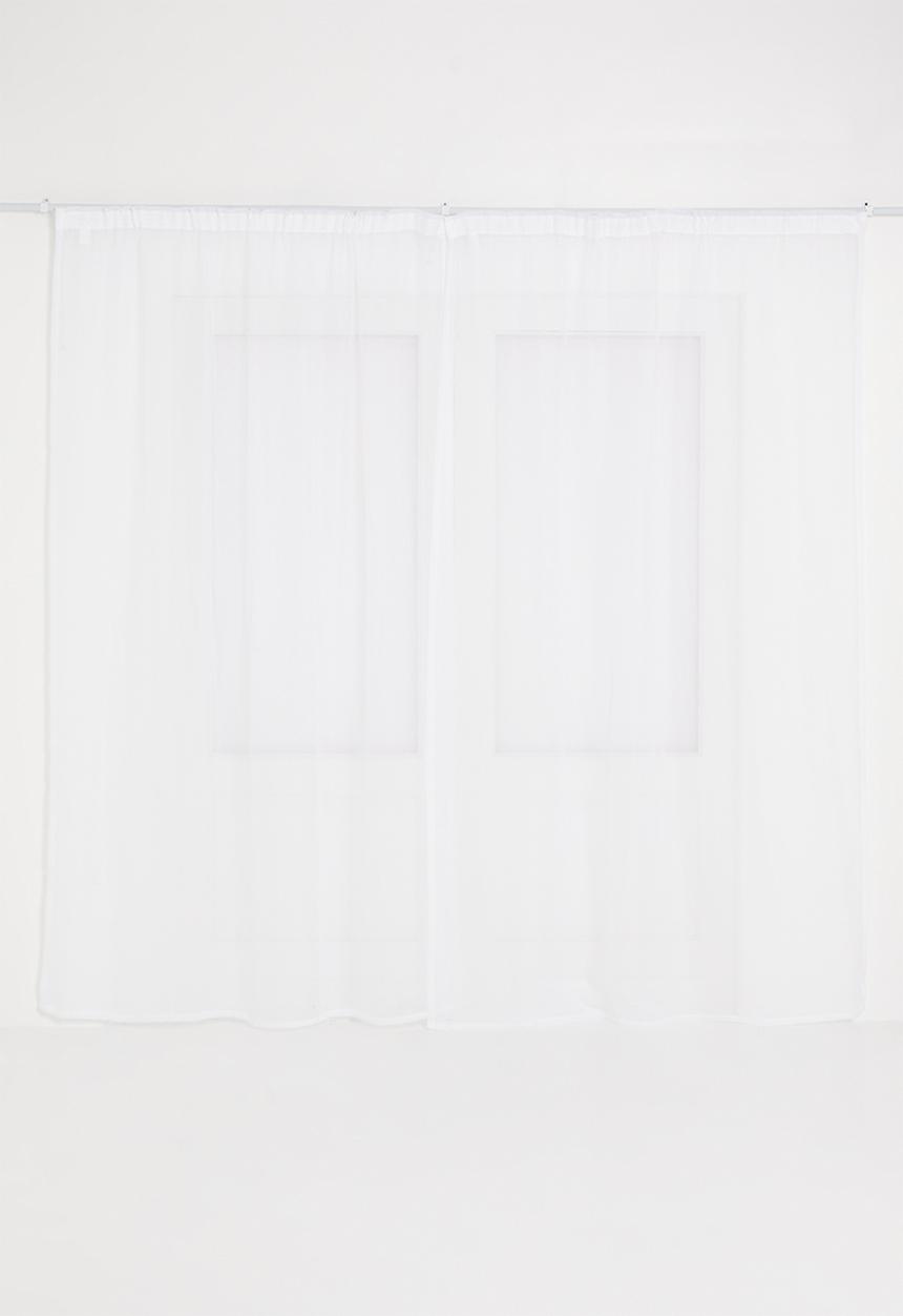 Design Collection - Crushed voile taped curtain set of 2 - white