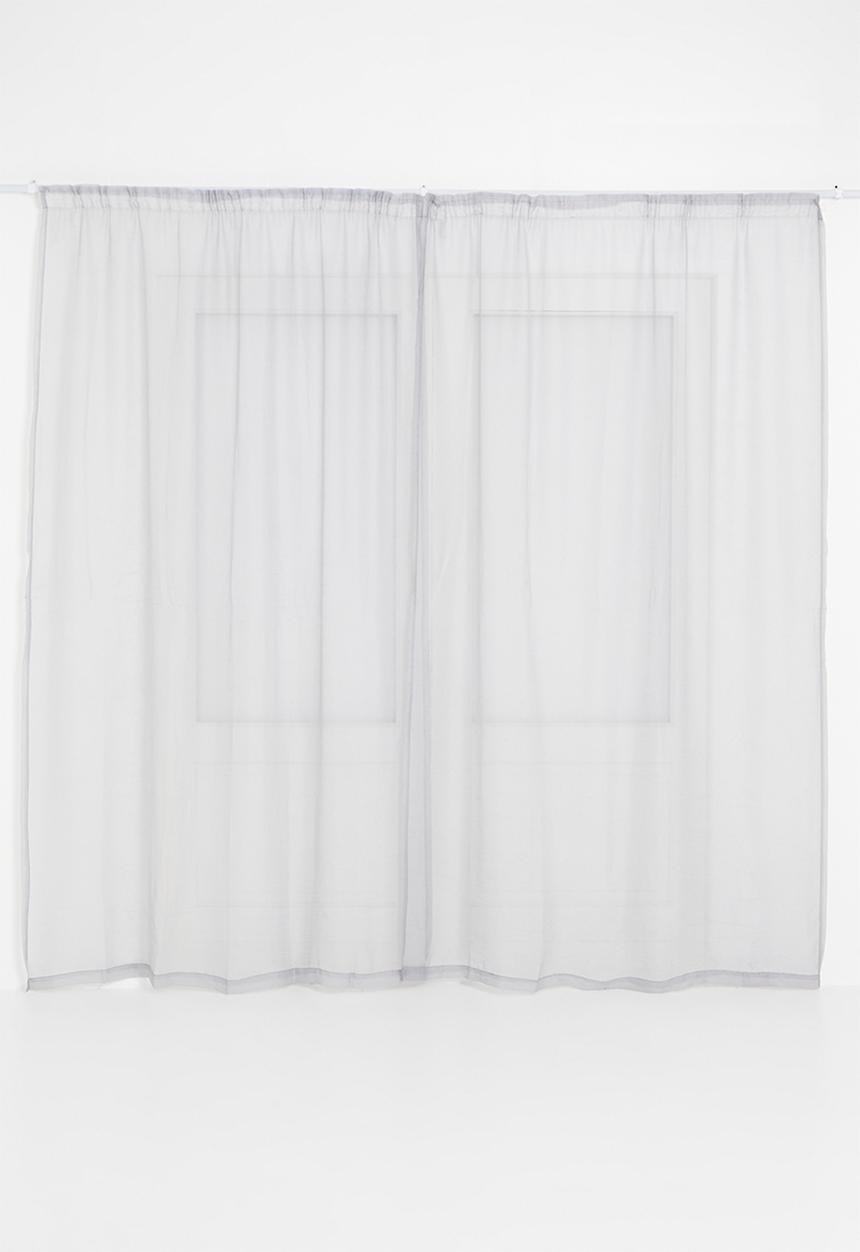 Design Collection - Crushed voile taped curtain set of 2 - grey