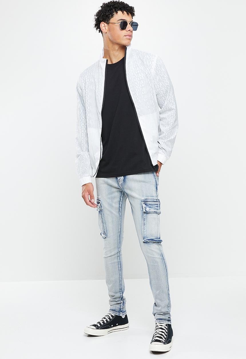 Cutty - Stacks skinny fit cargo denim jean - lt blue