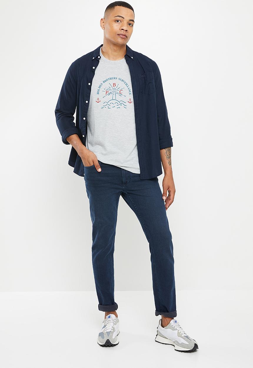 Holmes Bro's - Marine short sleeve tee - dirty grey melange