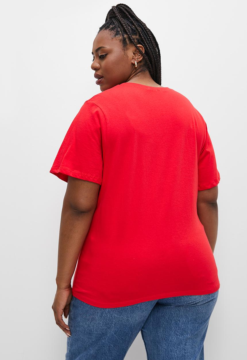 Superbalist - Basic v-neck easy fit tee - red