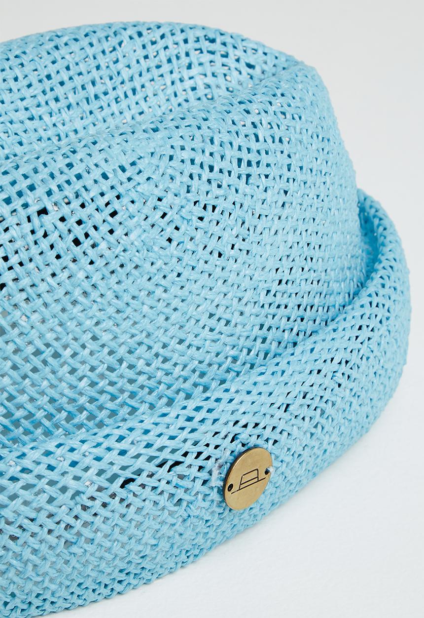 Simon and Mary - Straw military fez - blue