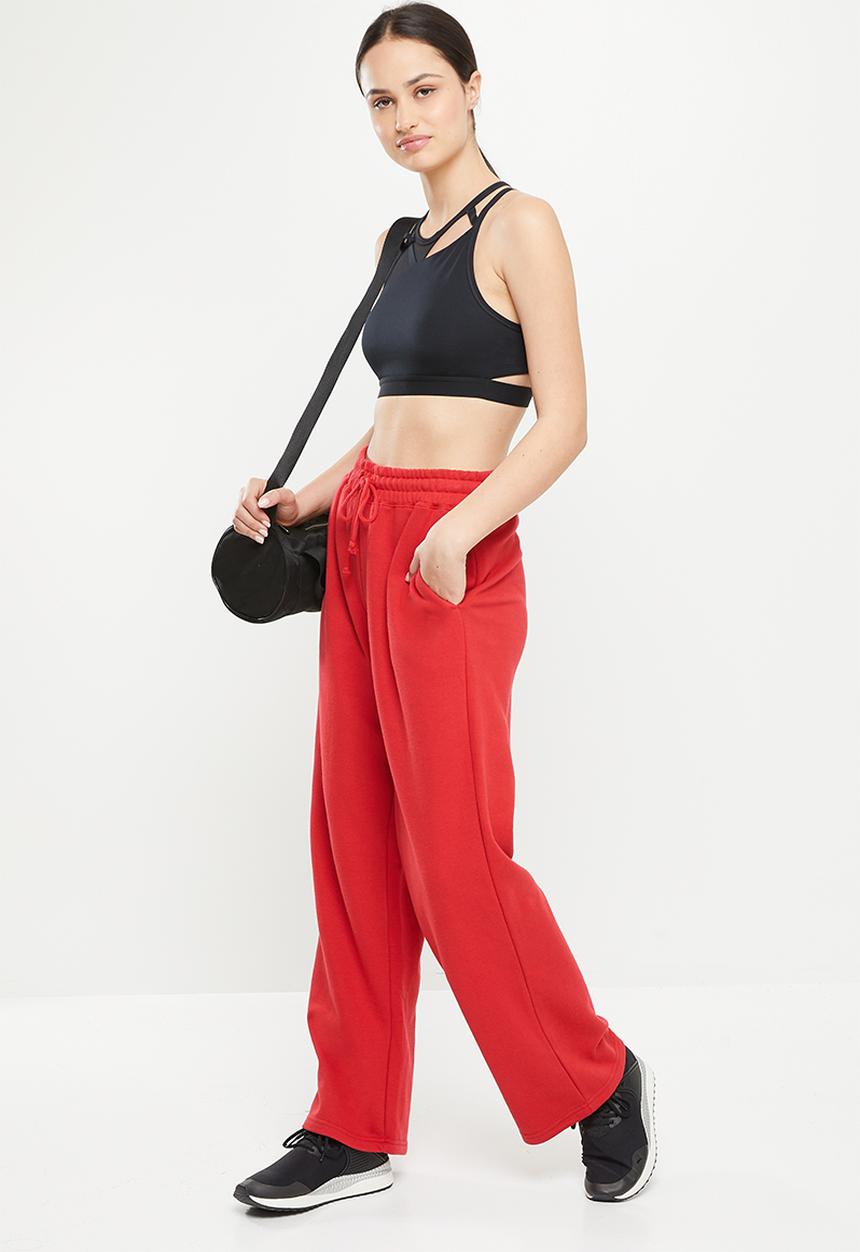 Cotton On - Plush wide leg track pant - racing red