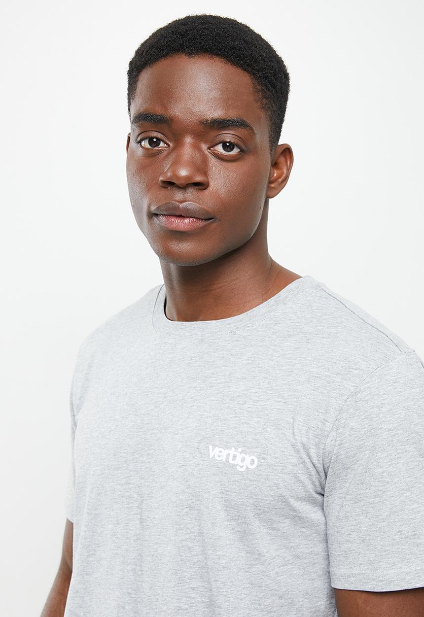 Vertigo - Vertigo flock crew tee - heather grey melange