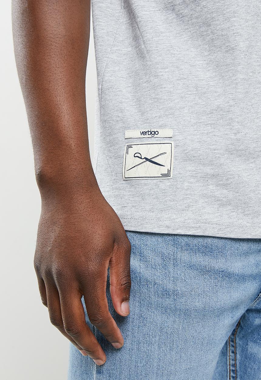 Vertigo - Vertigo flock crew tee - heather grey melange