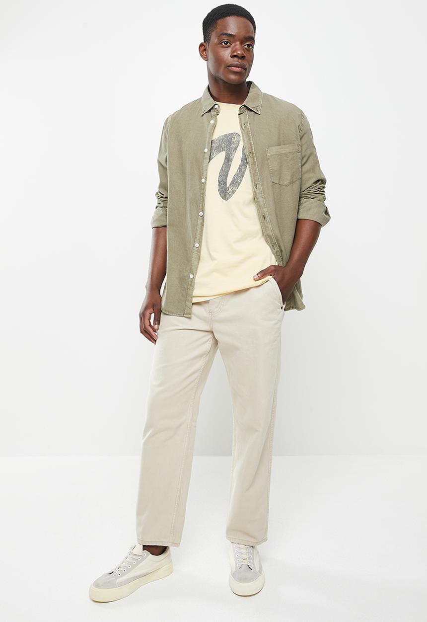Vertigo - Vertigo graphic pigment dyed crew tee - bone white