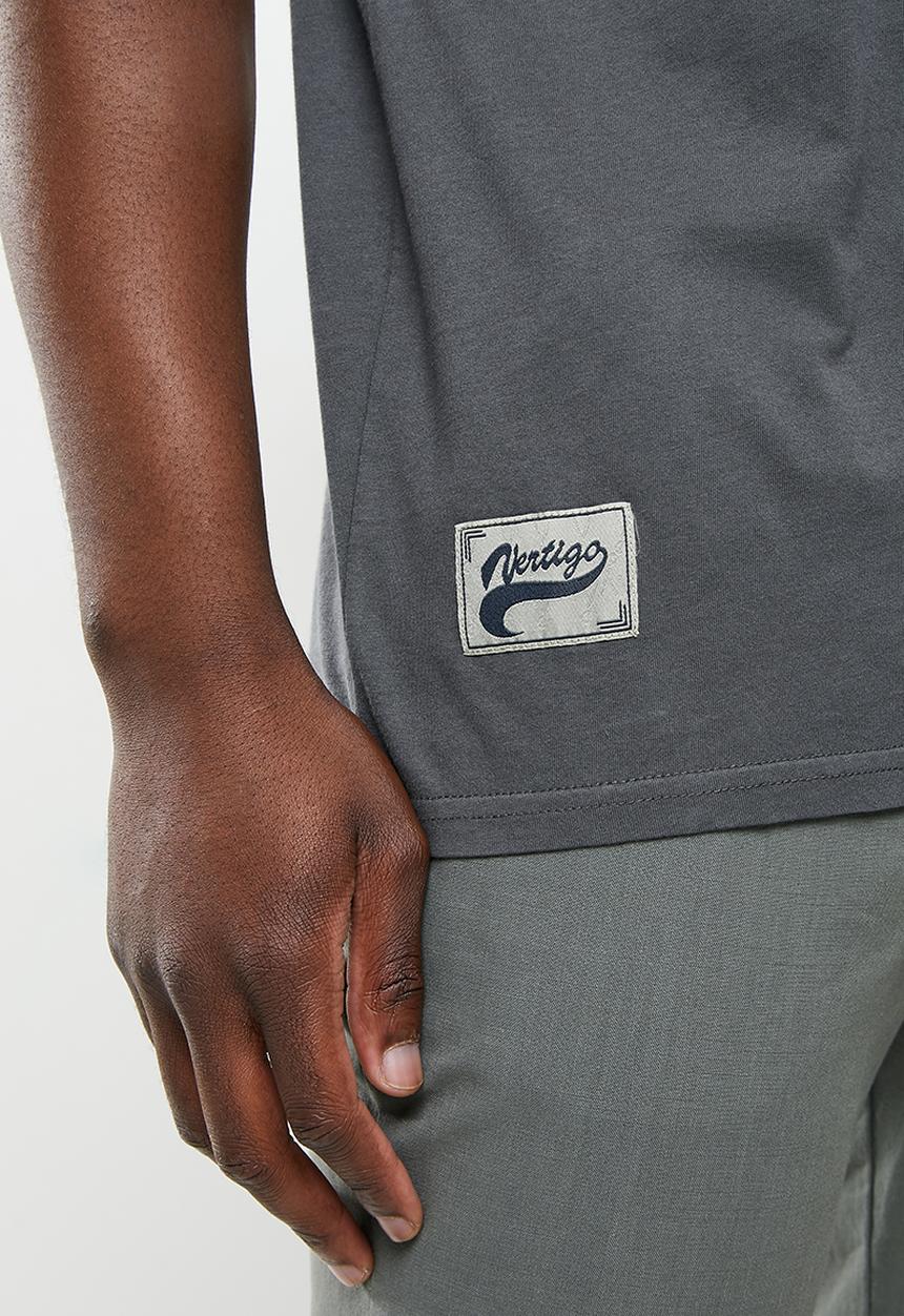 Vertigo - Vertigo graphic pigment dyed crew tee - dark shadow