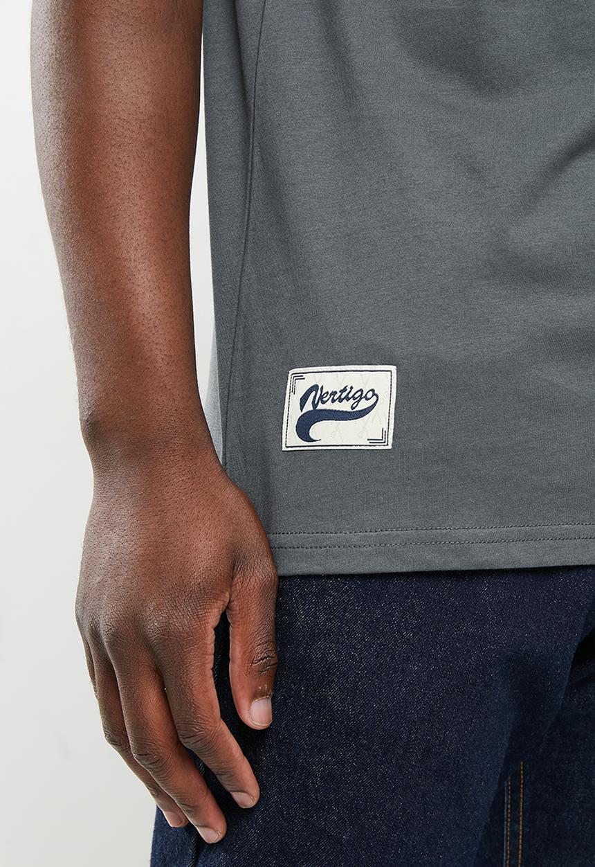 Vertigo - Vertigo embroidered crew tee - dark shadow