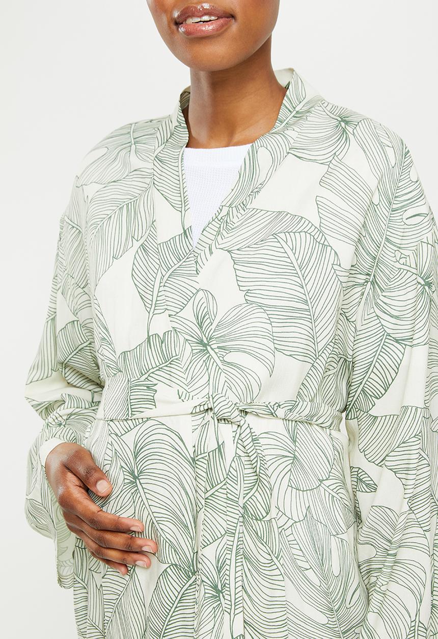 Superbalist - Maternity woven belted night gown - sketch palm