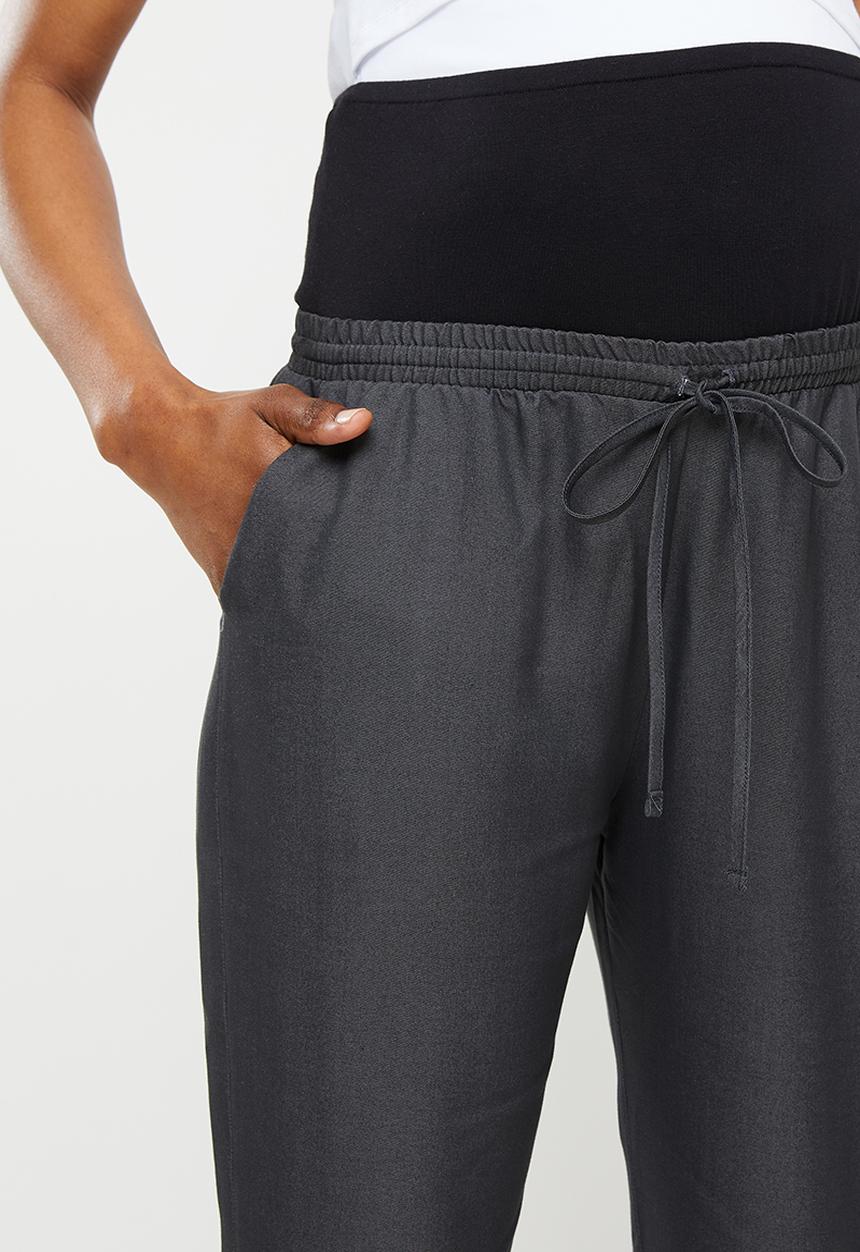 edit Maternity - Maternity drawstring tapered leg pant - black