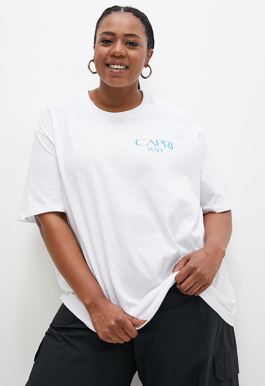 Blake - Oversized tee with print - white