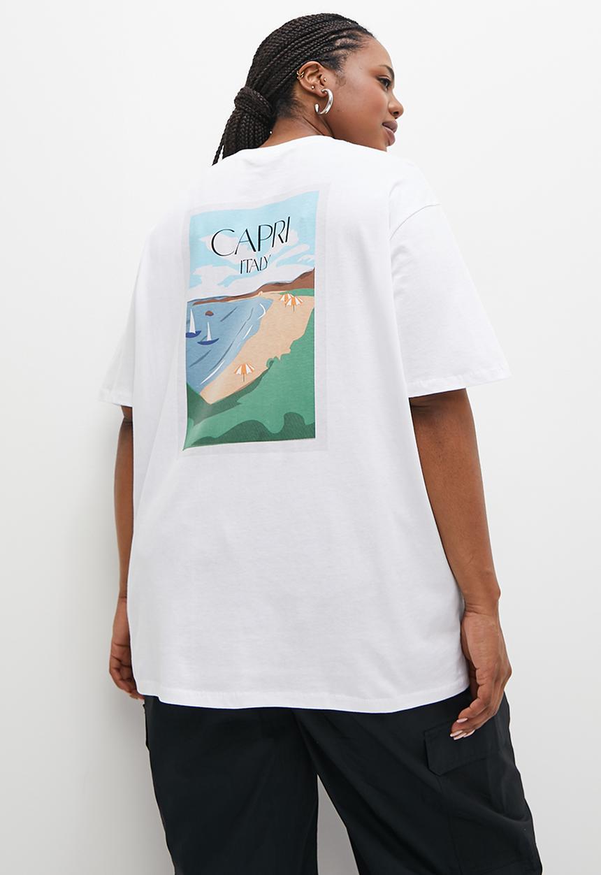 Blake - Oversized tee with print - white