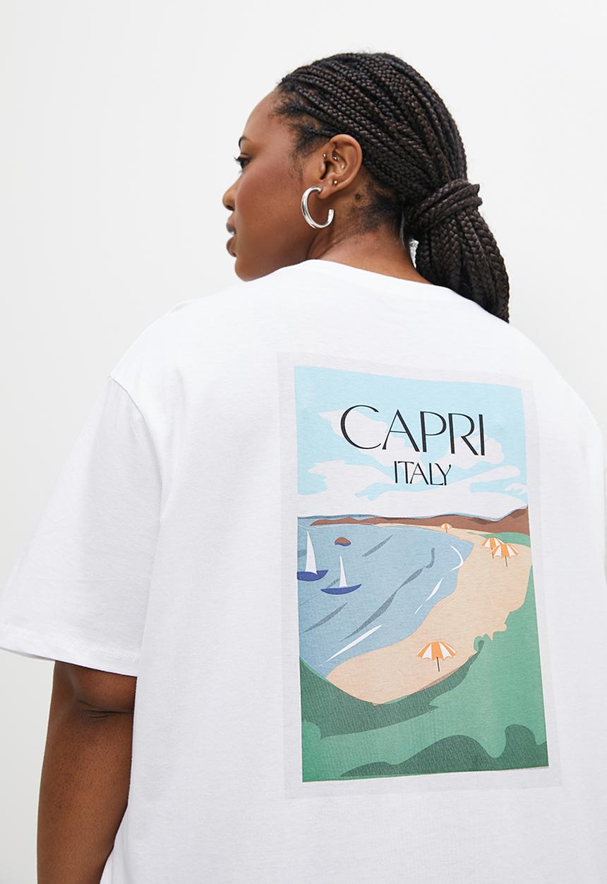 Blake - Oversized tee with print - white