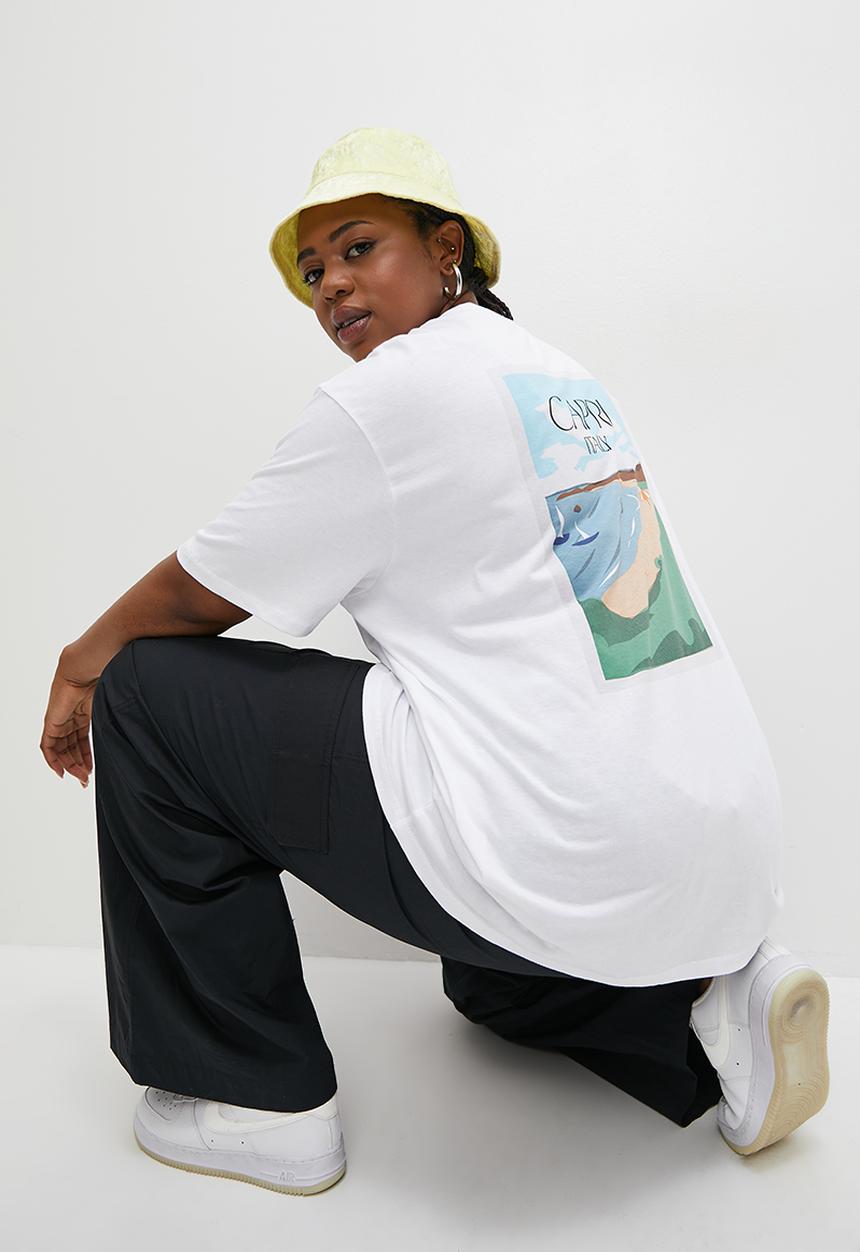 Blake - Oversized tee with print - white