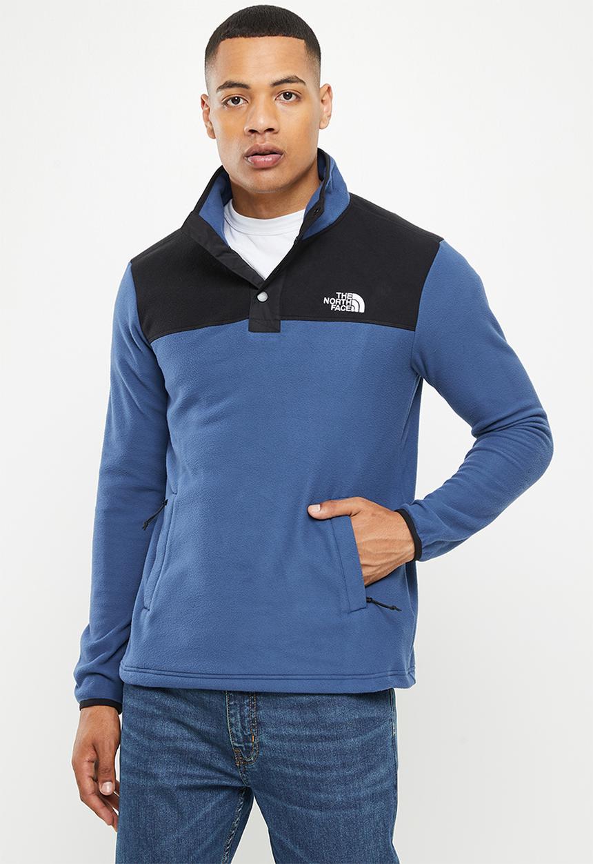 The North Face - M homesafe snap neck fleece pullover - shady blue & tnf black