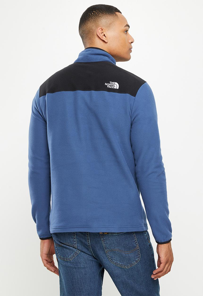 The North Face - M homesafe snap neck fleece pullover - shady blue & tnf black