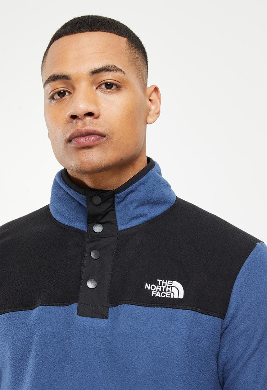 The North Face - M homesafe snap neck fleece pullover - shady blue & tnf black