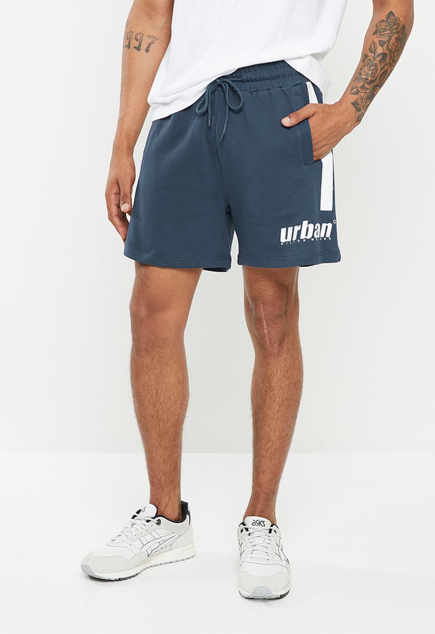 urban° - Urban contrast matt plastisol printed short - navy