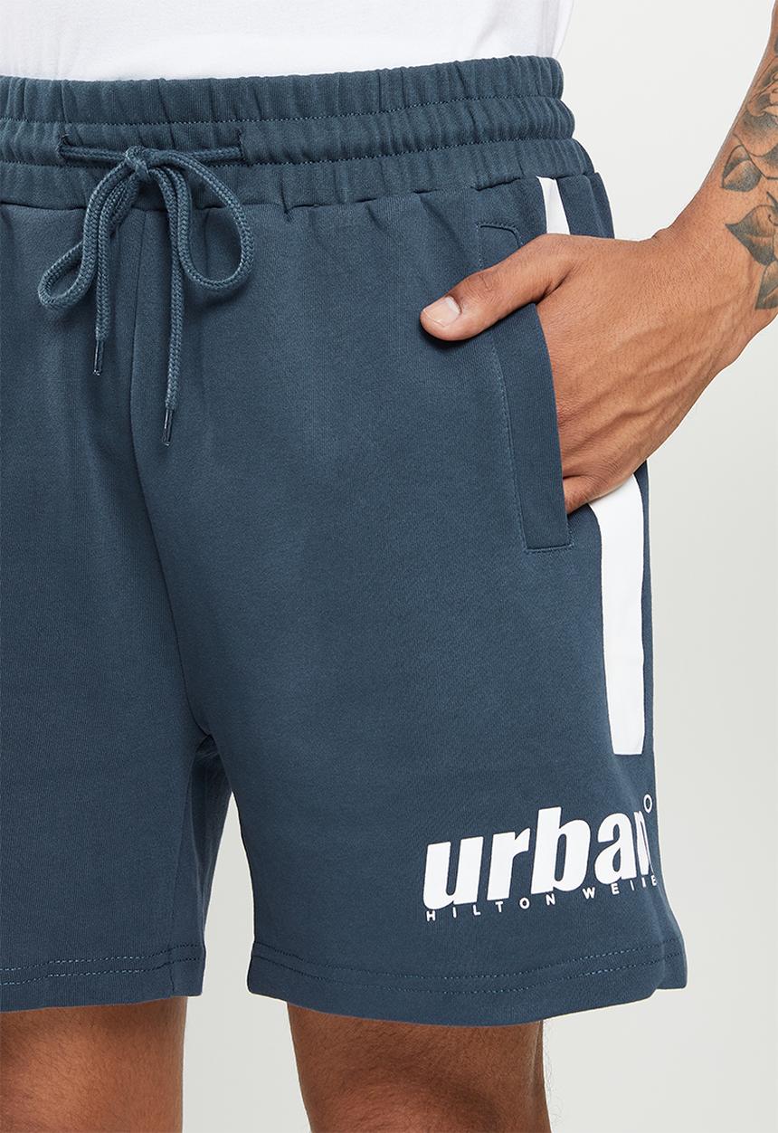 urban° - Urban contrast matt plastisol printed short - navy