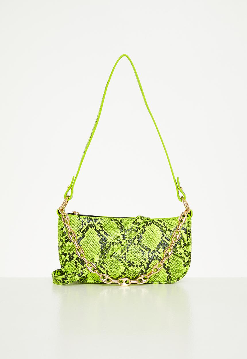 Superbalist - Faux snakeskin shoulder bag - green & black 