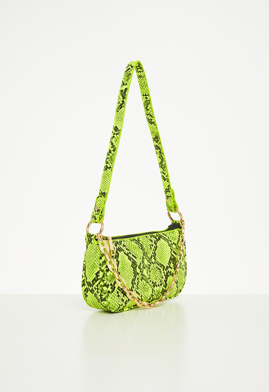 Superbalist - Faux snakeskin shoulder bag - green & black 