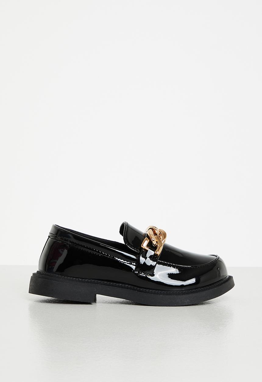Pop Candy - Girls loafer with chain - black