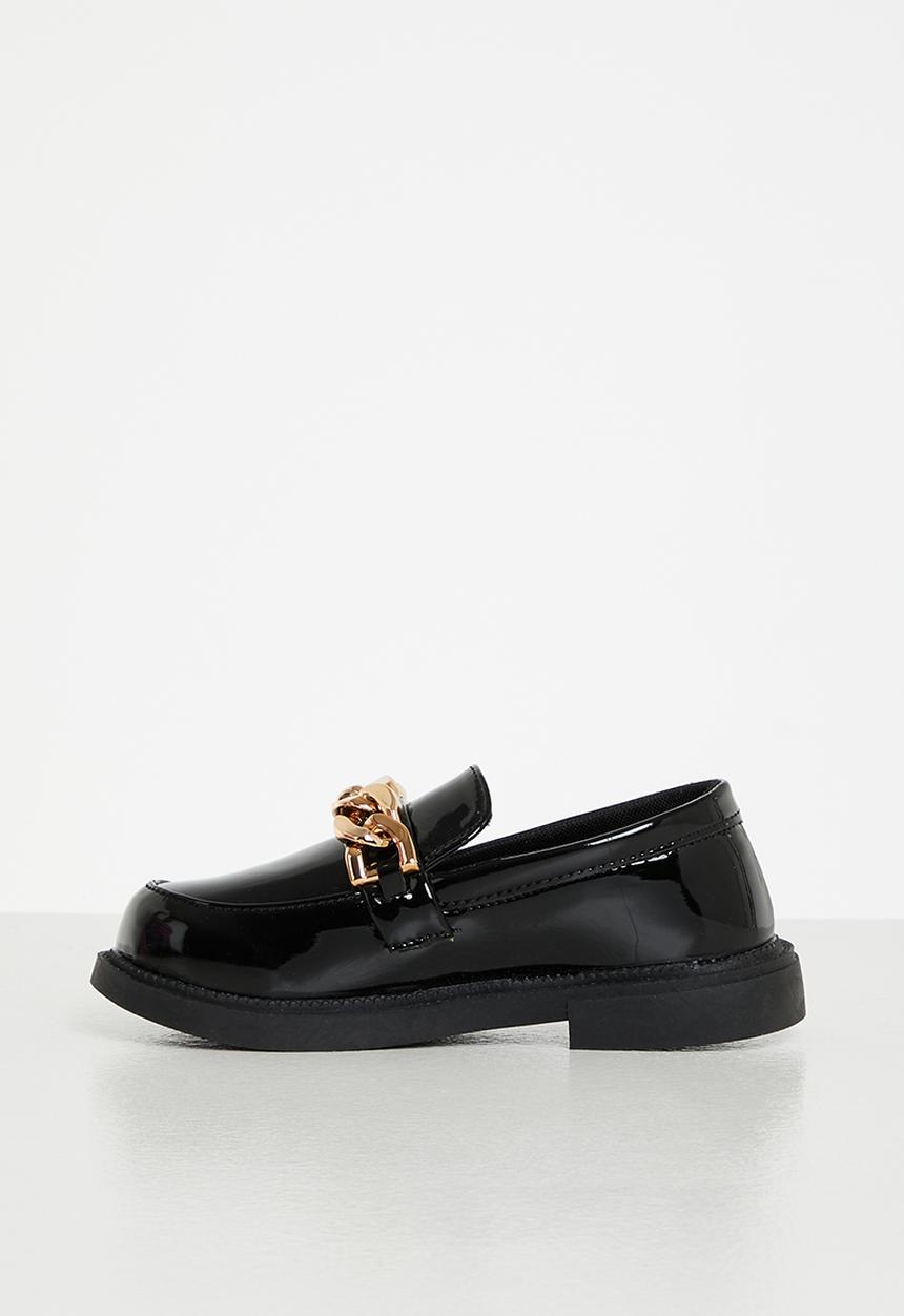Pop Candy - Girls loafer with chain - black