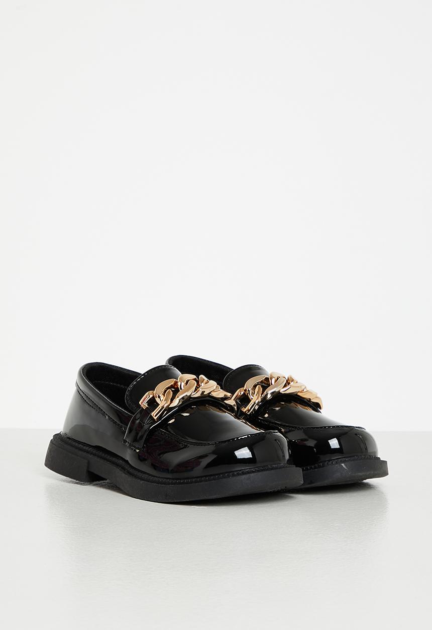 Pop Candy - Girls loafer with chain - black