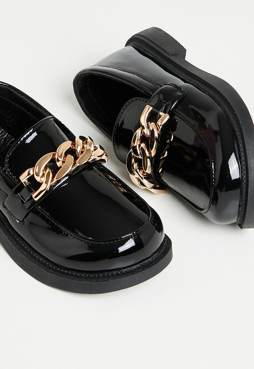 Pop Candy - Girls loafer with chain - black