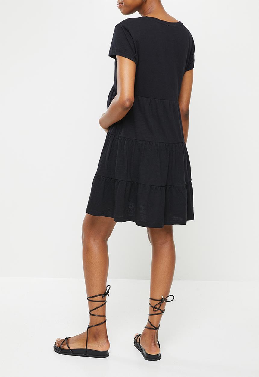 Cotton On - Maternity cotton tiered babydoll mini dress - black