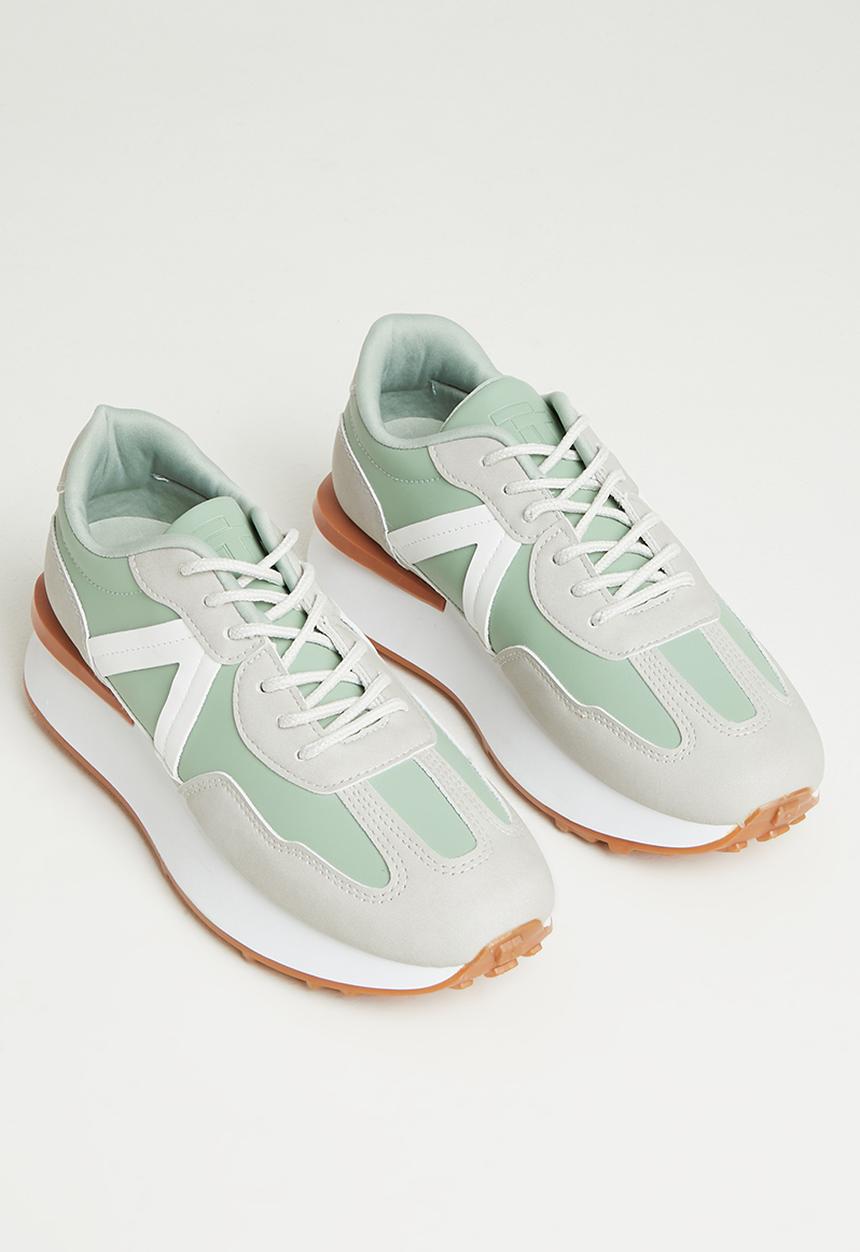 Tom Tom - Noah sporty lace-up sneaker - grey & sage