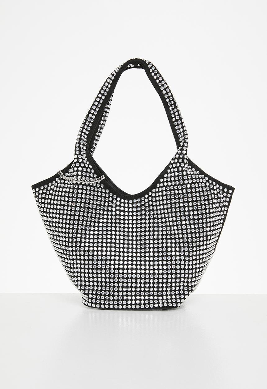 SISSY BOY - Bling shoulder bag - black & silver
