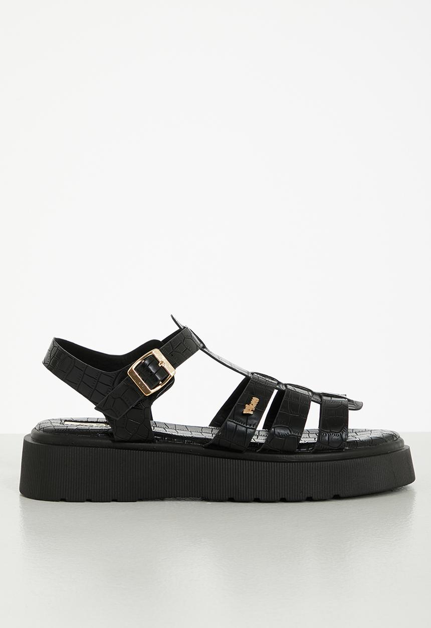 Plum - Resmas flatform sandal - black