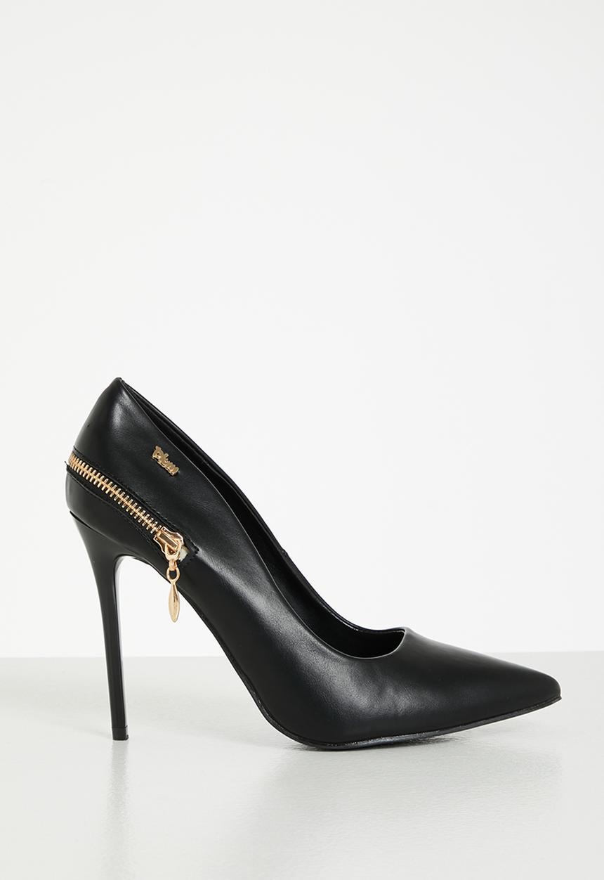 Plum - Serena barely there court heel - black