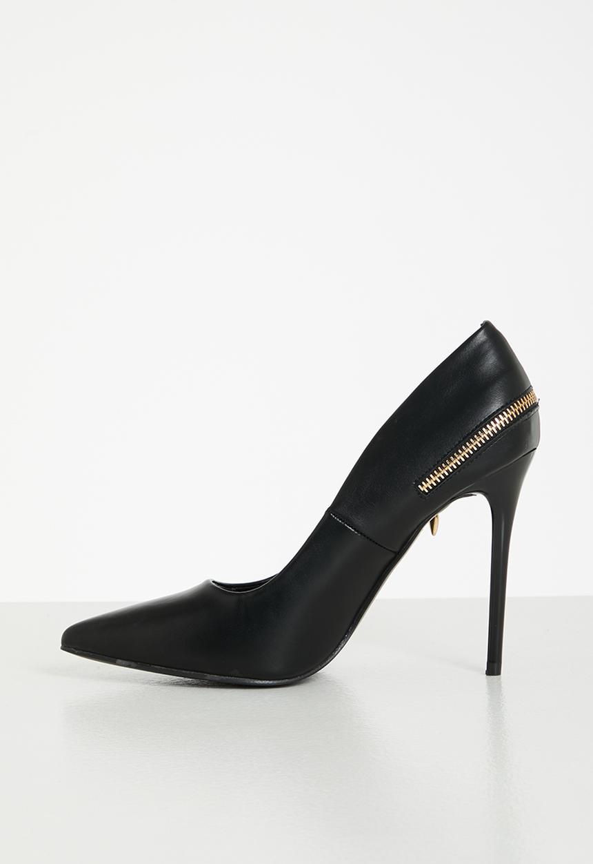 Plum - Serena barely there court heel - black