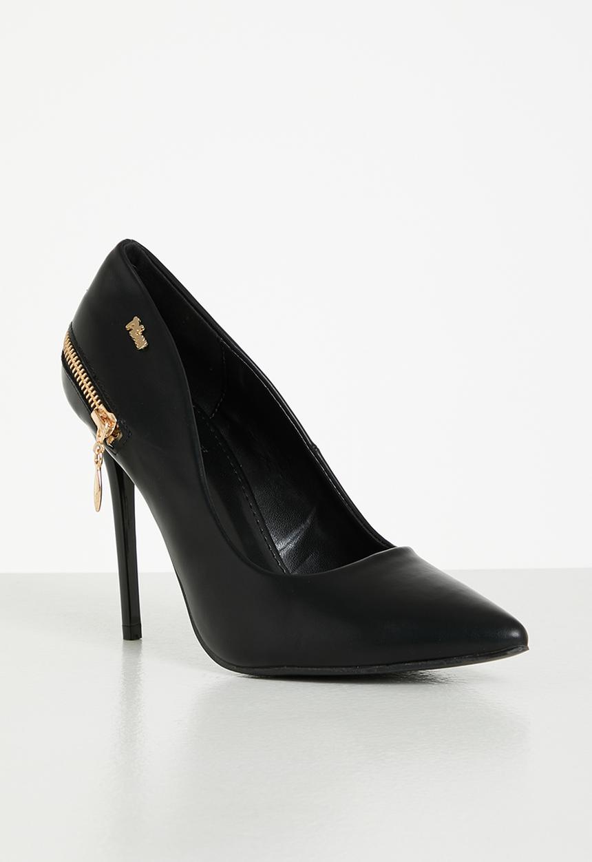 Plum - Serena barely there court heel - black