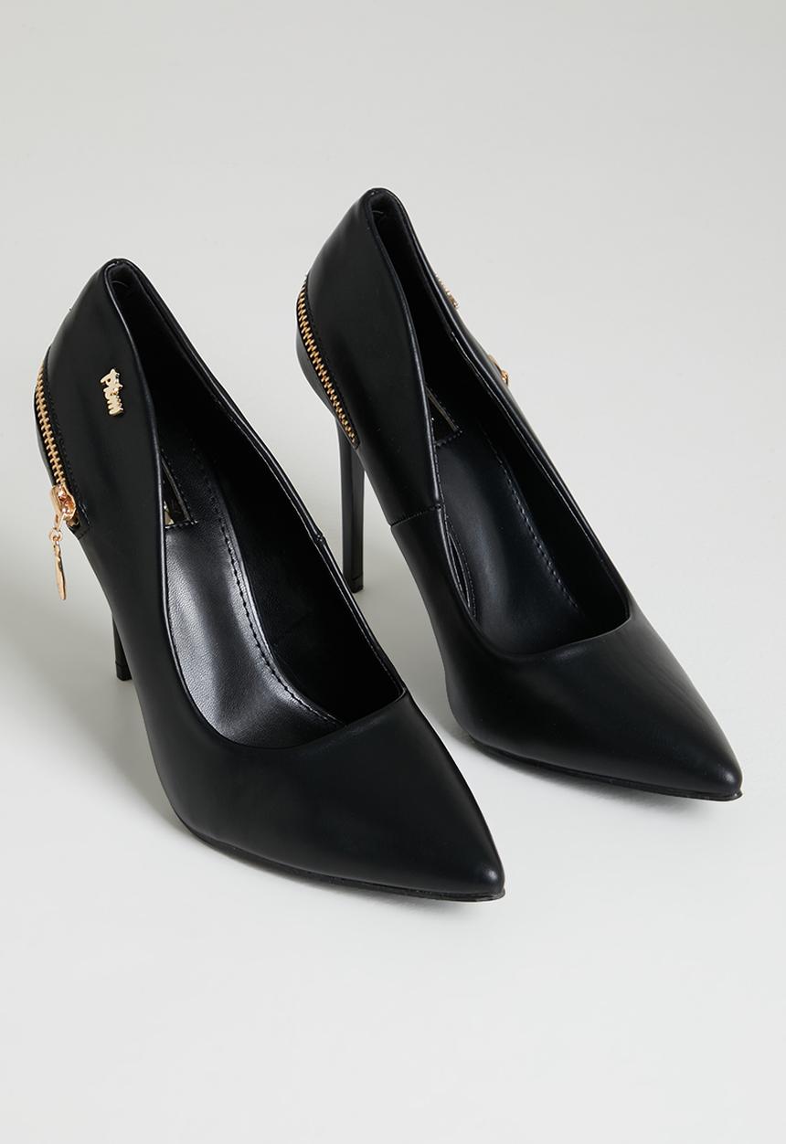 Plum - Serena barely there court heel - black