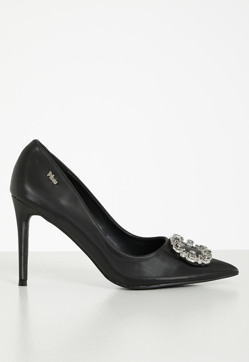 Plum - Carla barely there court heel - black