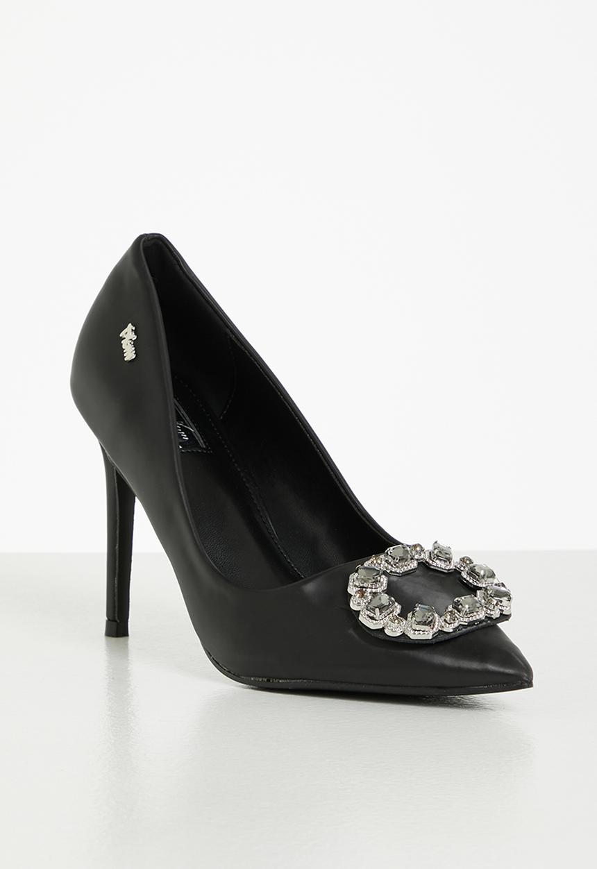 Plum - Carla barely there court heel - black