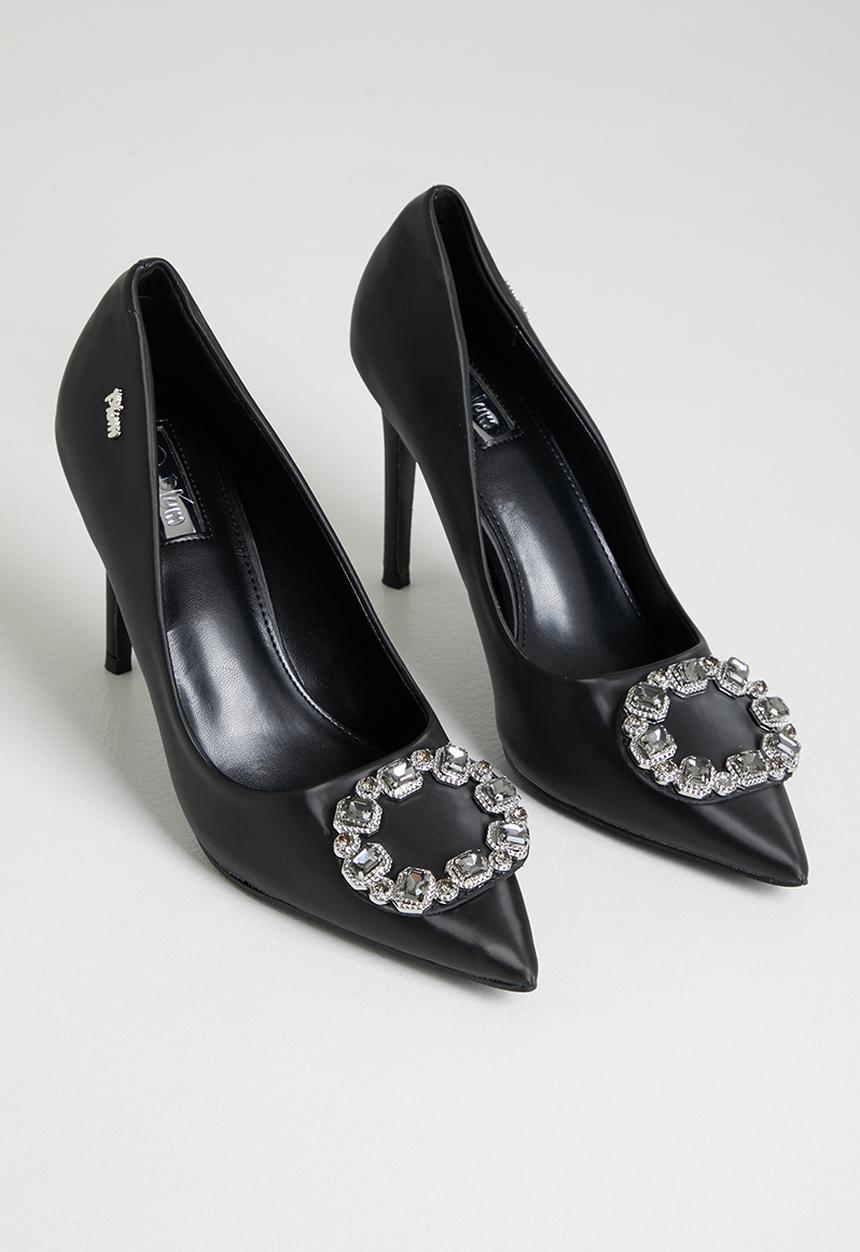 Plum - Carla barely there court heel - black