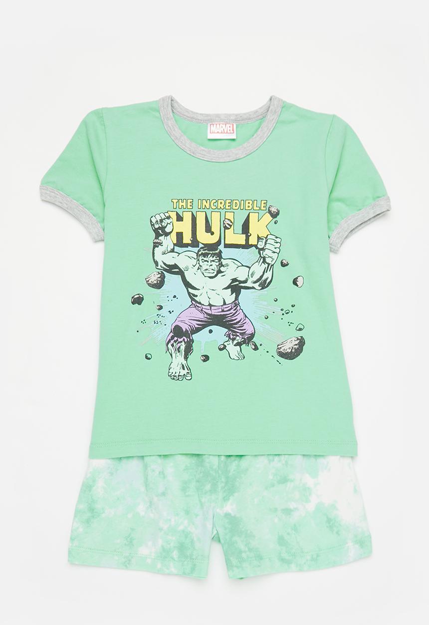 Cotton On - Felix short sleeve pyjama set license - lcn mar mint breeze/ the incredible hulk
