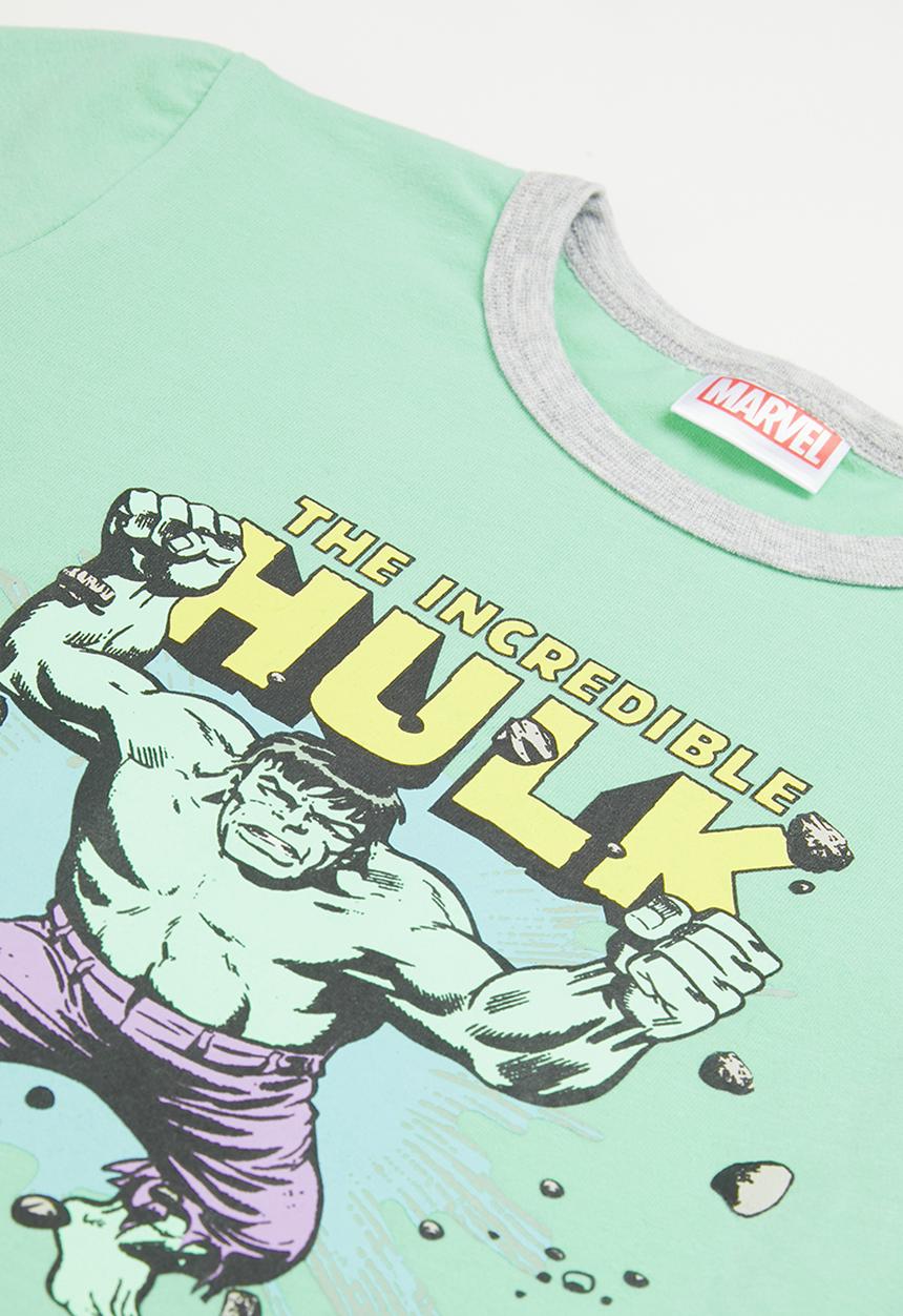 Cotton On - Felix short sleeve pyjama set license - lcn mar mint breeze/ the incredible hulk