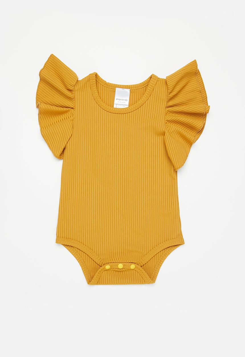 Pop Candy - Flutter sleeve babygrow - light brown